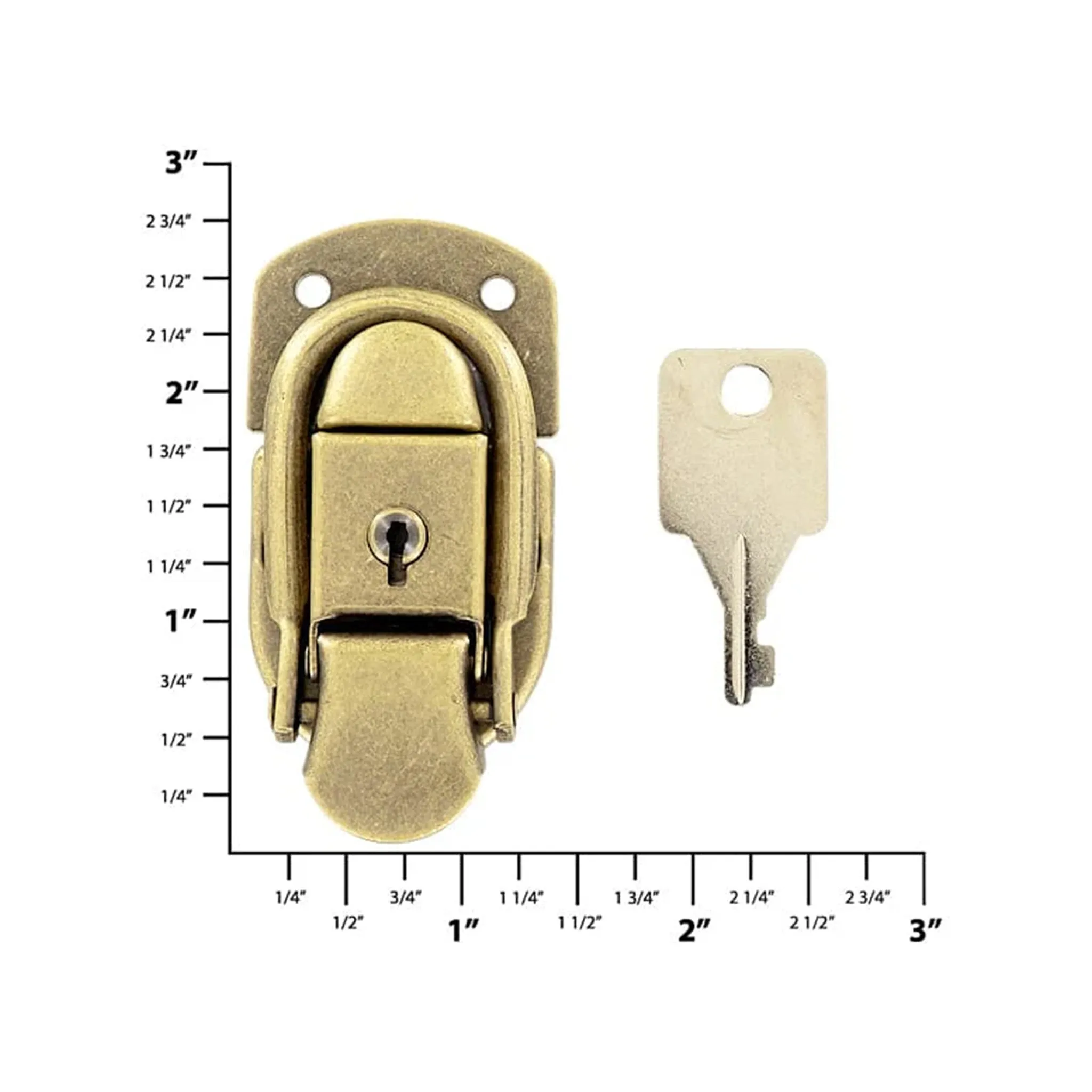 2 7/16" Antique Brass, Locking Drawbolt, Steel, #L-2025-ANTB