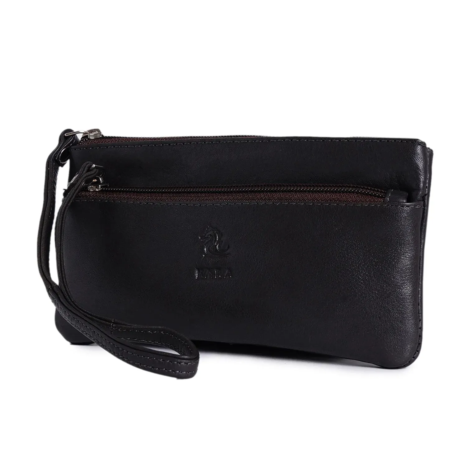 7027 Black Leather Hand Pouch