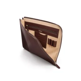 A4 Zip Around Leather Folder - Dark Tan