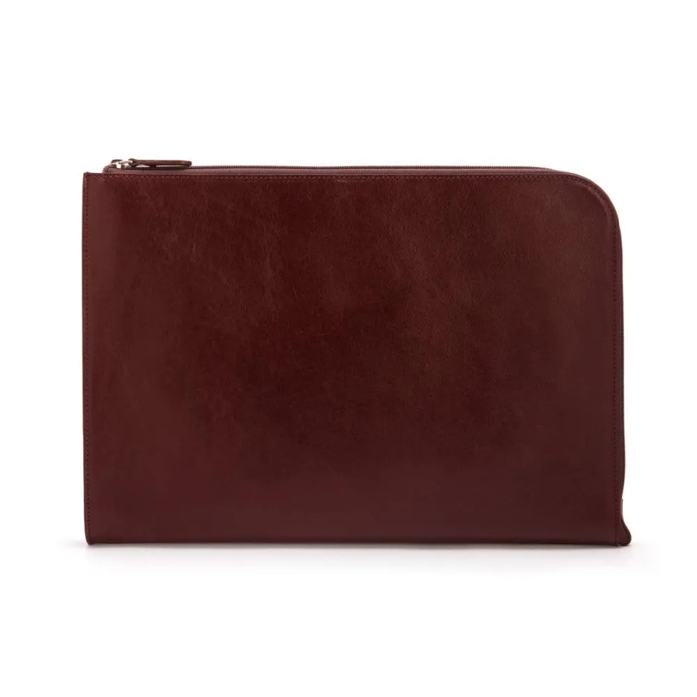A4 Zip Around Leather Folder - Dark Tan
