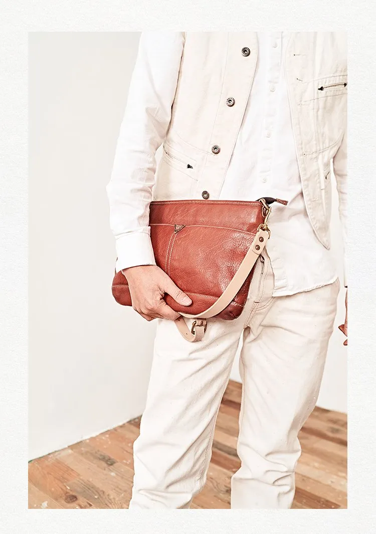 Casual Black Leather Mens 10'' Messenger Bag Brown Courier Bag Side Postman Bag For Men