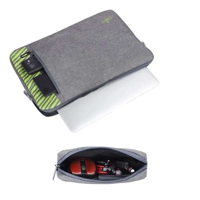 Combo: 13 inch Laptop Sleeve & Multipurpose Travel Pouch | Storage for Essentials | Grey