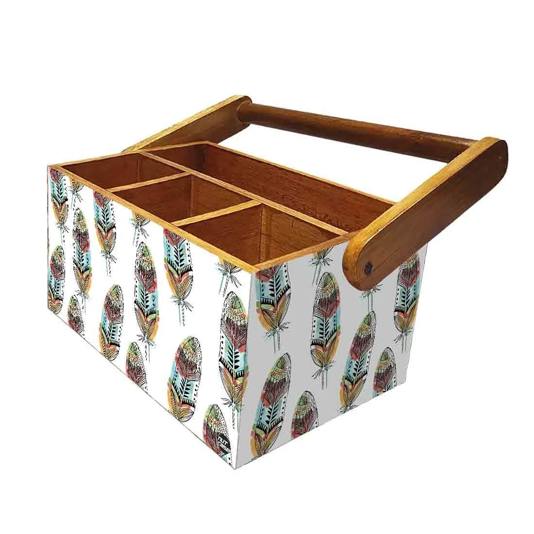 Condiment Rack for kitchen Cutlery Holder With Handle - Feathers