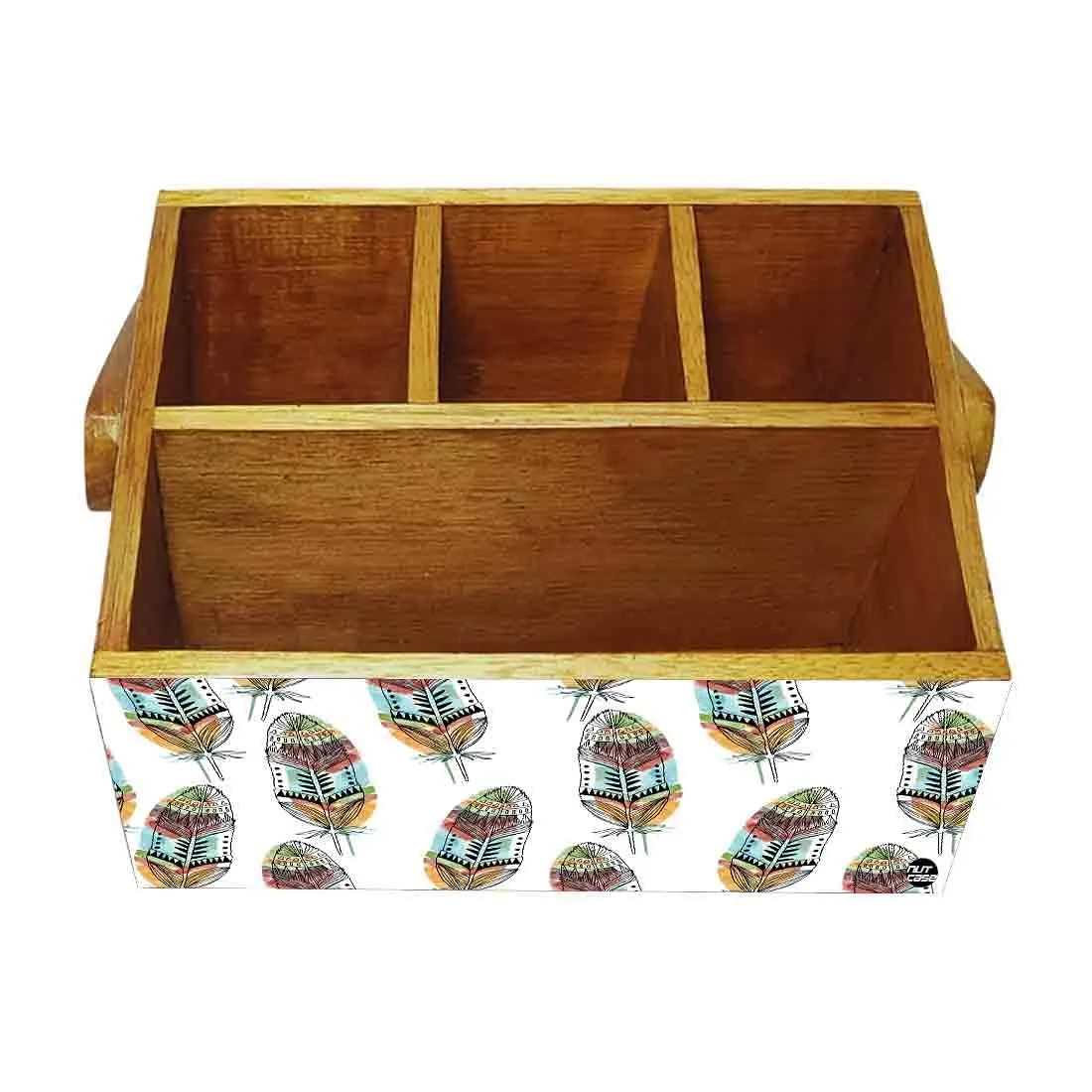 Condiment Rack for kitchen Cutlery Holder With Handle - Feathers