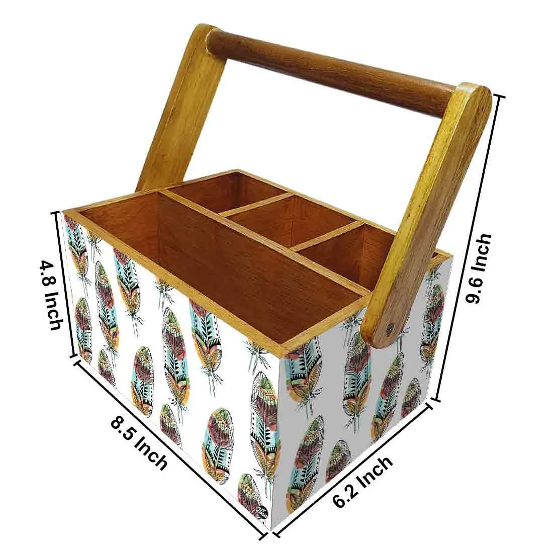 Condiment Rack for kitchen Cutlery Holder With Handle - Feathers