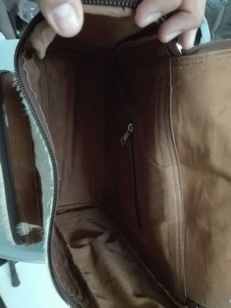 Cowhide Backpack Brown White