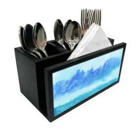 Cutlery Tissue Holder Napkin Stand -  Arctic Space Sky Blue Watercolor