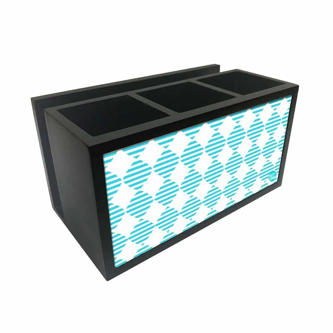 Cutlery Tissue Holder Napkin Stand -  Blue Lines Diamonds