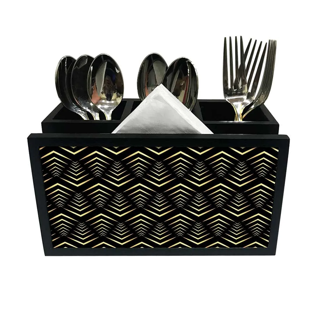 Cutlery Tissue Holder Napkin Stand -  Geometric Design Pattern