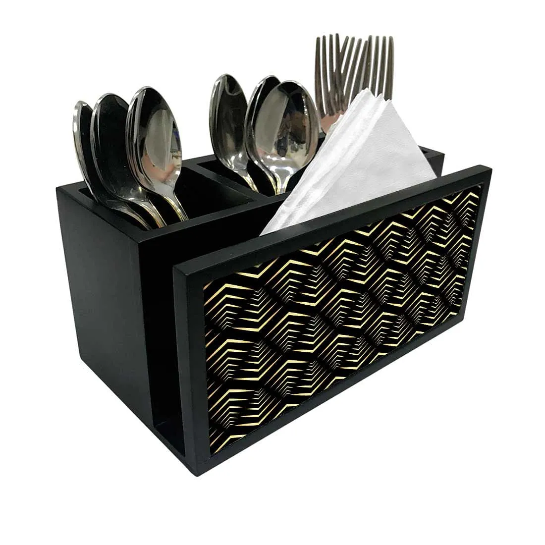 Cutlery Tissue Holder Napkin Stand -  Geometric Design Pattern