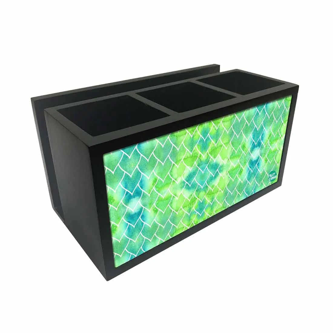 Cutlery Tissue Holder Napkin Stand -  Green Mermaid Watercolor Pattern