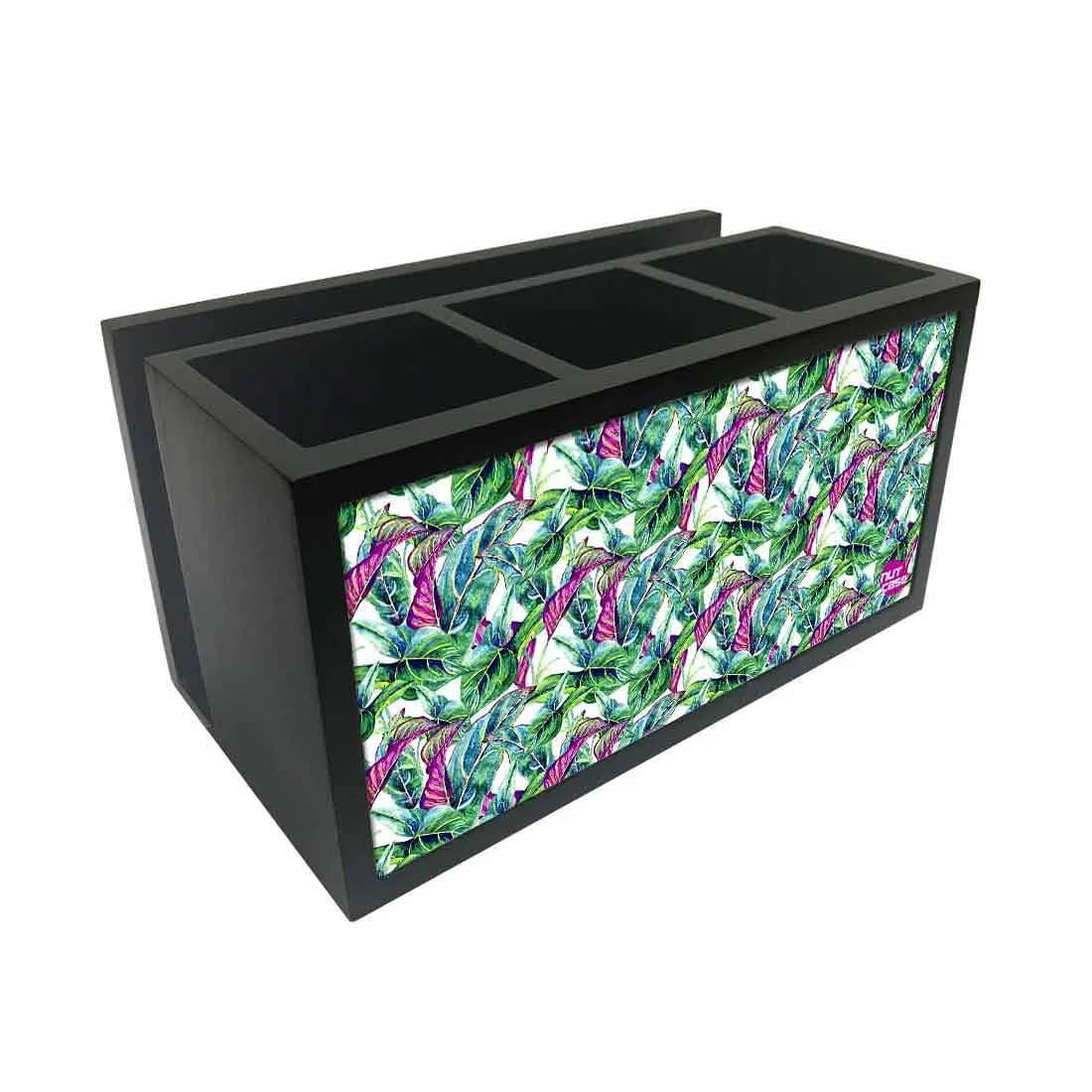 Cutlery Tissue Holder Napkin Stand -  Green Tropical Leaf