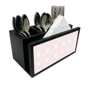 Cutlery Tissue Holder Napkin Stand -  Pink Flower Pattern