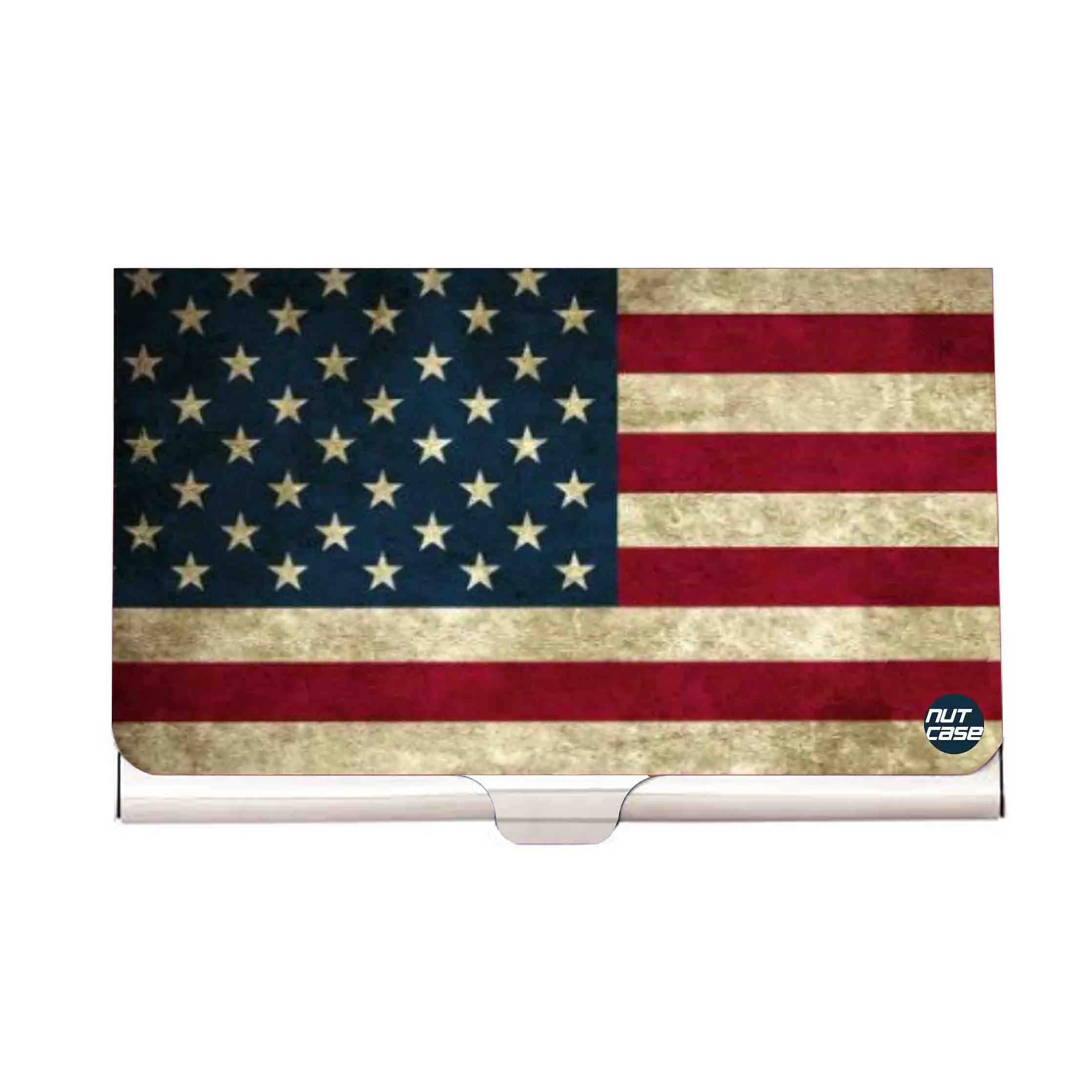 Designer Visiting Card Holder Nutcase - USA Vintage Flag