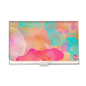Designer Visiting Card Holder Nutcase - Watercolors Paint Pink & Blue