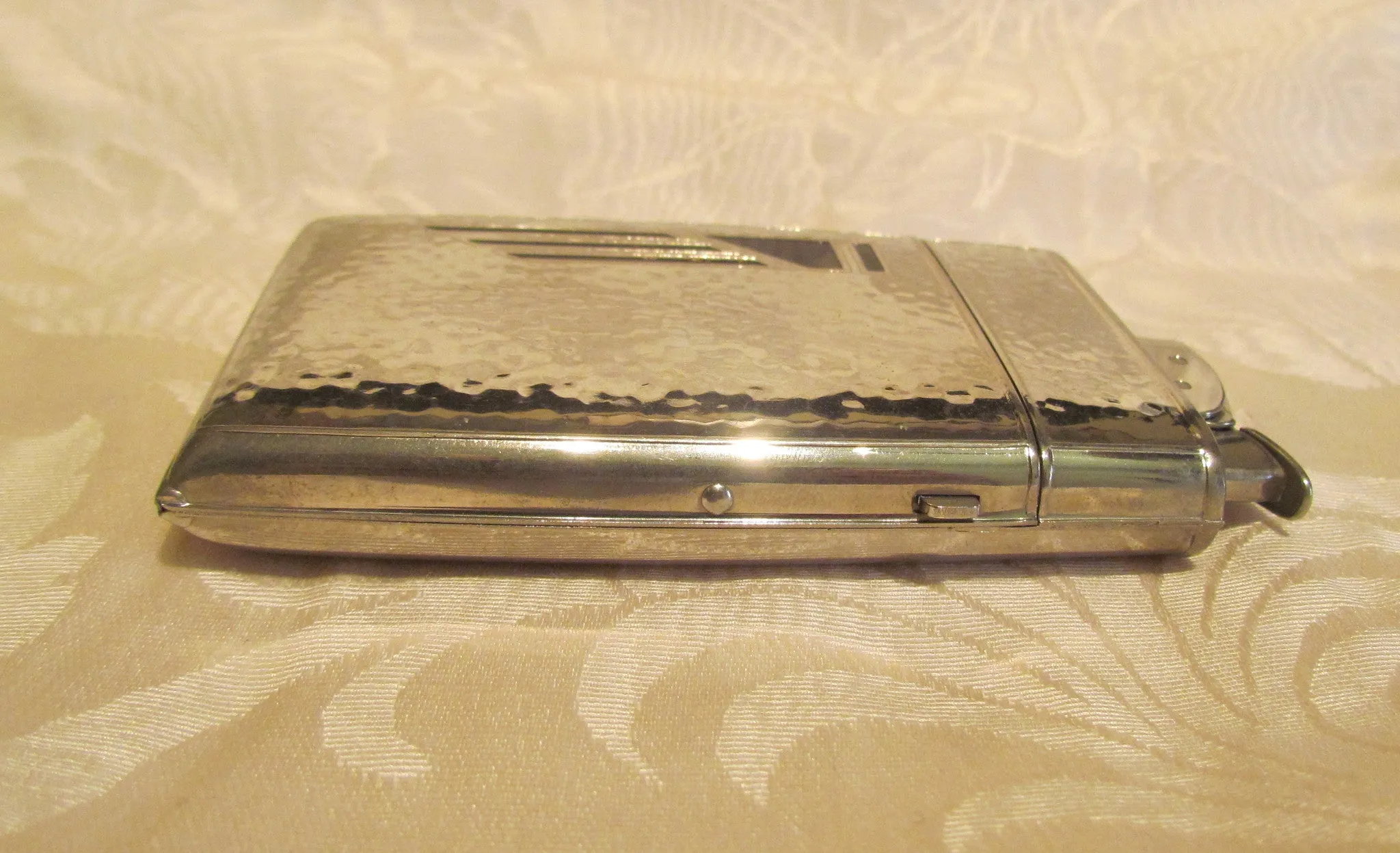 Evans Cigarette Case Lighter Art Deco Silver Black Enamel Boxed Excellent Working Condition