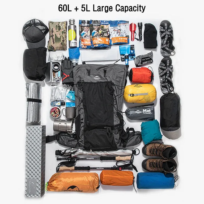 ExplorePro Adventure 60 5L: Large Capacity Hiking Backpack with Ergonomic Design and Waterproof Features