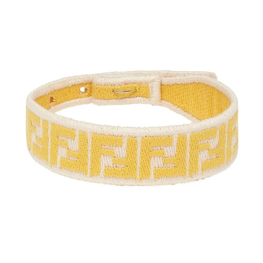 Fendi FF Embroidered Brown Pink Yellow Kit Bracelet 8AH256