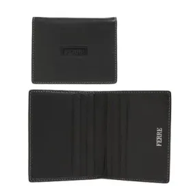 Ferre Leather Card Holder wtih Beige Stitching