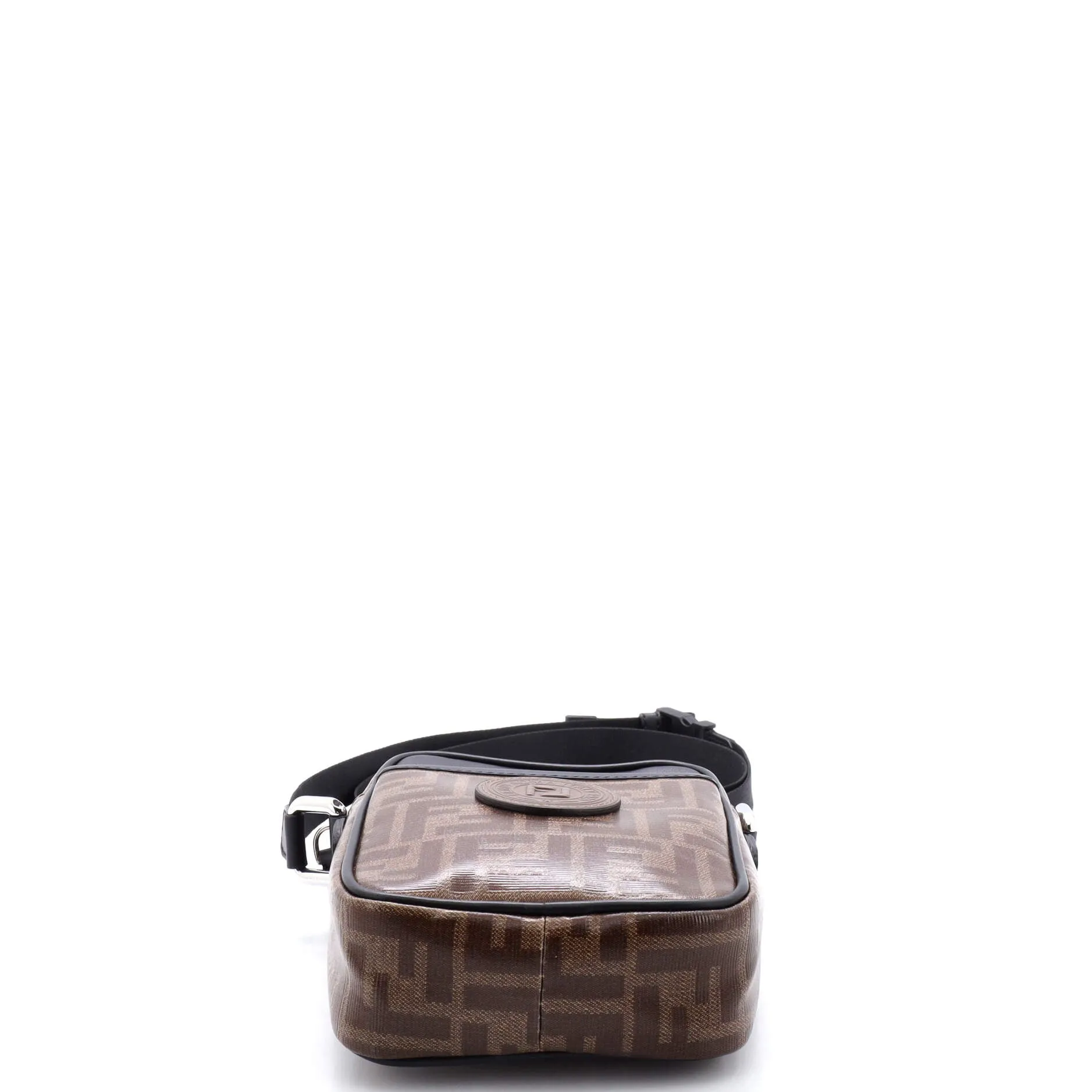 FF Logo Stamp Zip Crossbody Bag Zucca Coated Canvas Mini