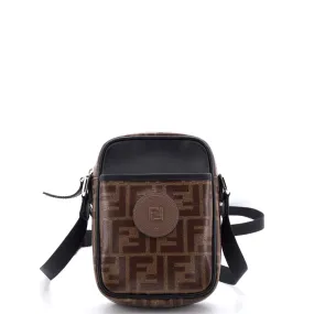 FF Logo Stamp Zip Crossbody Bag Zucca Coated Canvas Mini