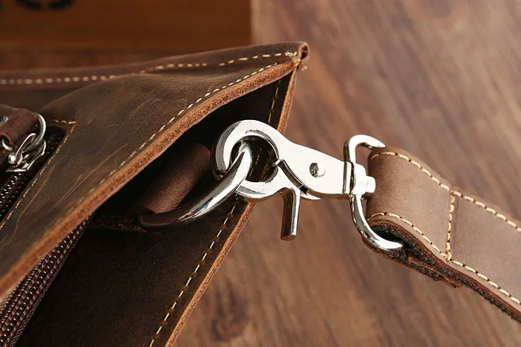 Handmade Crazy Horse Leather Laptop Bag Handbag Men Briefcase