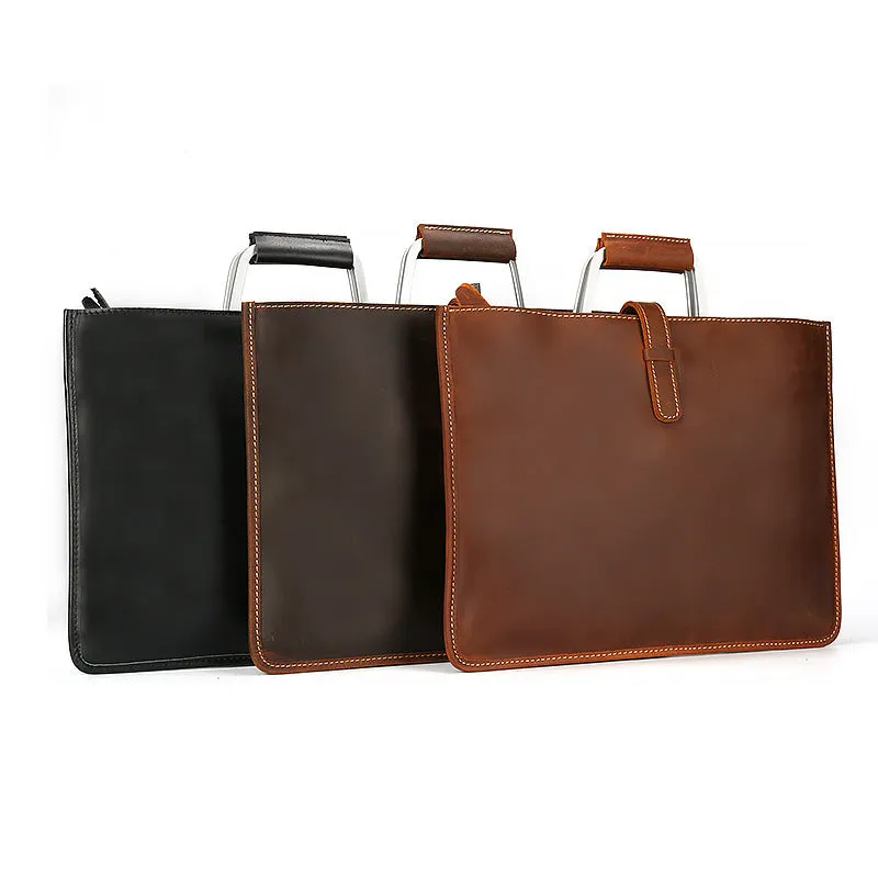 Handmade Crazy Horse Leather Laptop Bag Handbag Men Briefcase