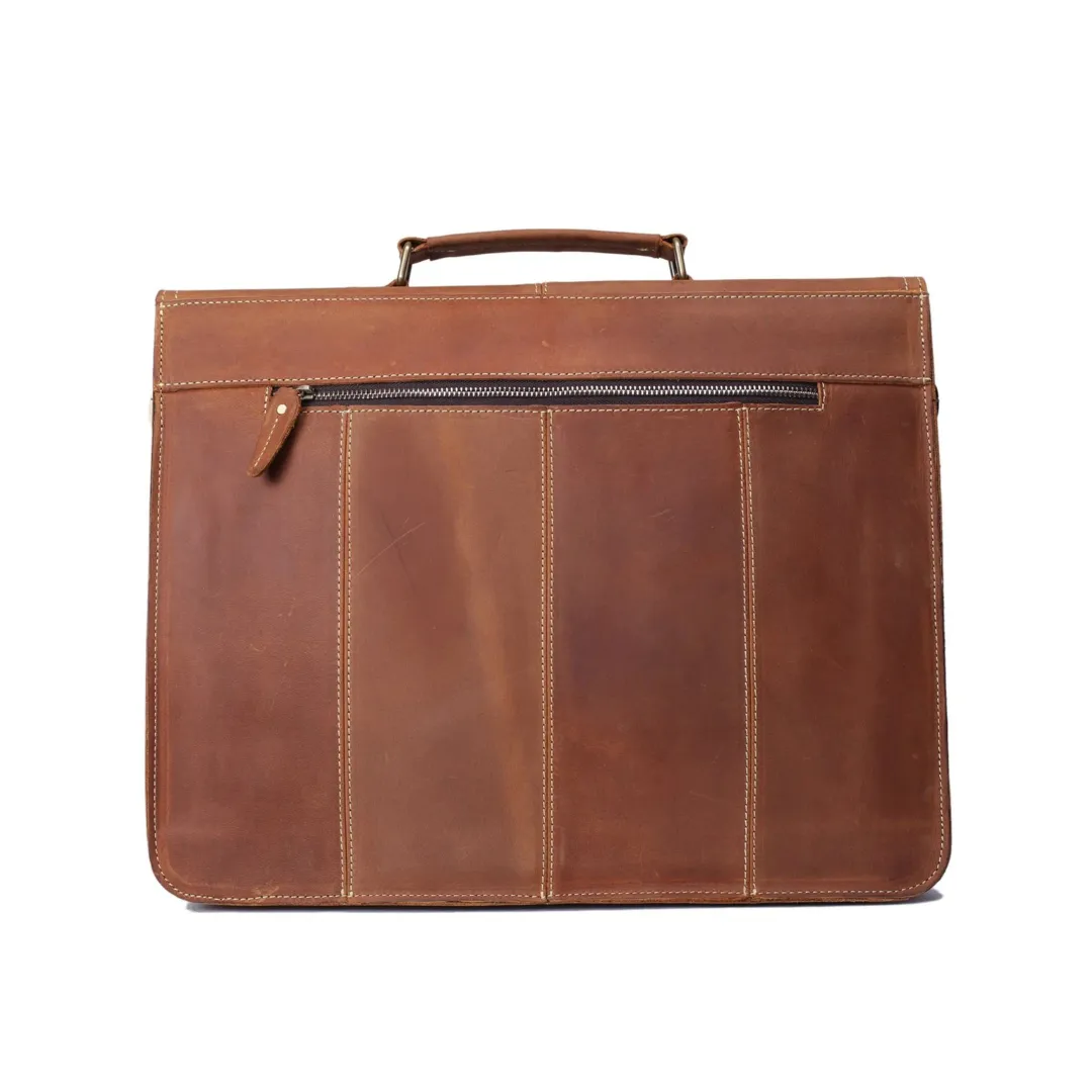 Handmade Vintage Leather Briefcase Satchel Bag