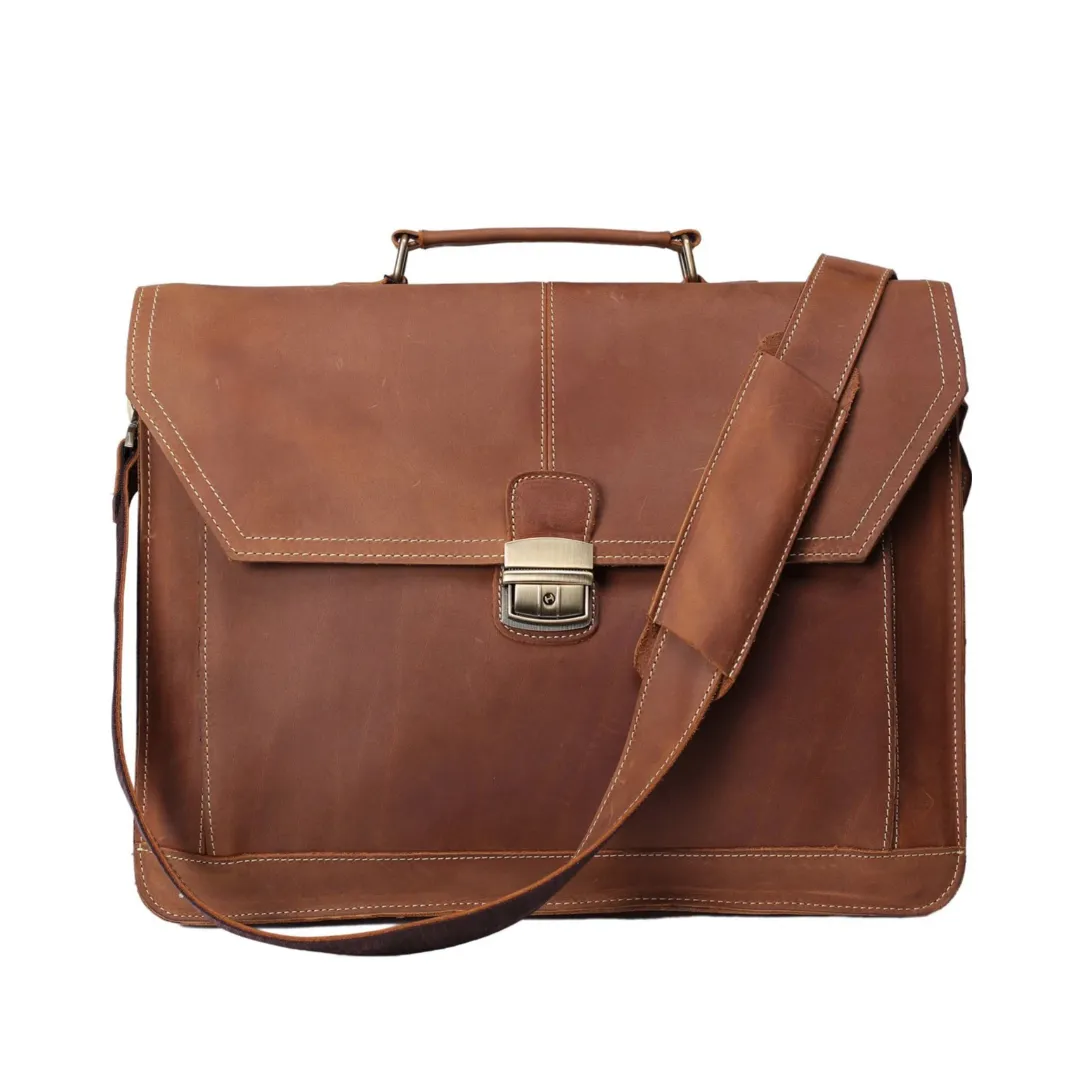 Handmade Vintage Leather Briefcase Satchel Bag