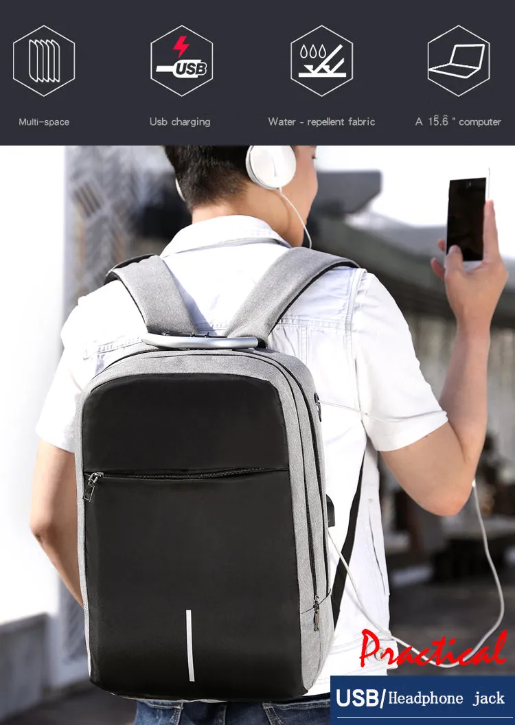 Laptop Backpack With External Charging Usb Port Xf0760 Grey