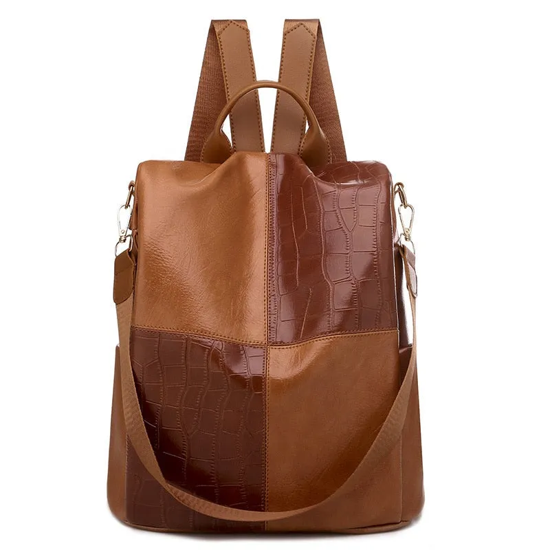 Large Capacity Fashion Leather Backpack with Anti-Theft Features