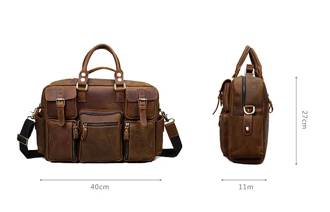 Large Leather Travel Briefcase