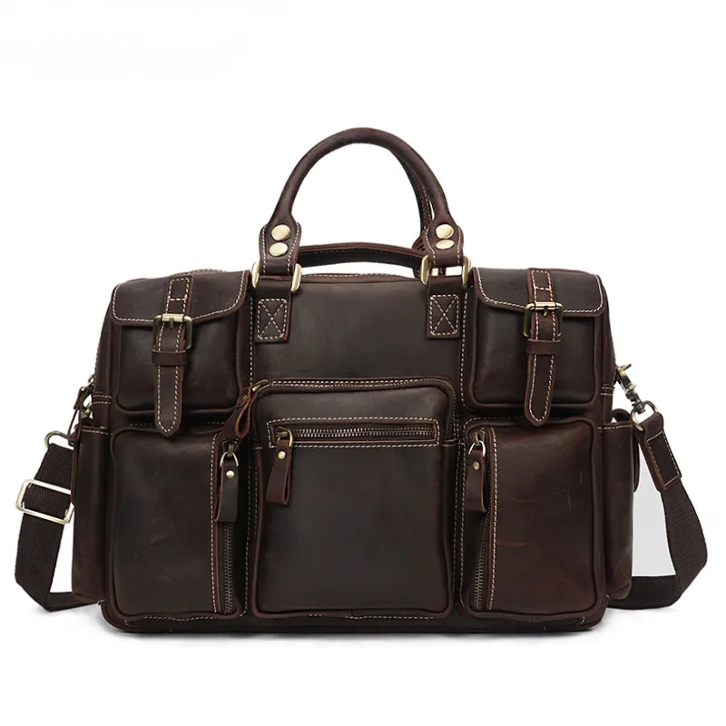 Large Leather Travel Briefcase
