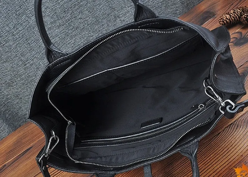 Leather Crossbody Bag Black Briefcase