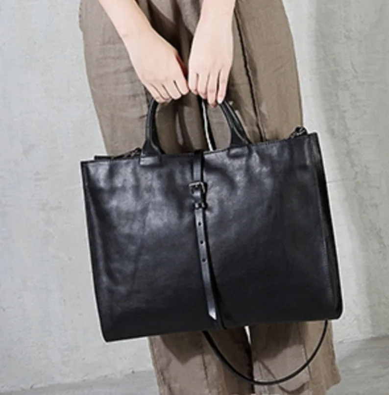 Leather Crossbody Bag Black Briefcase