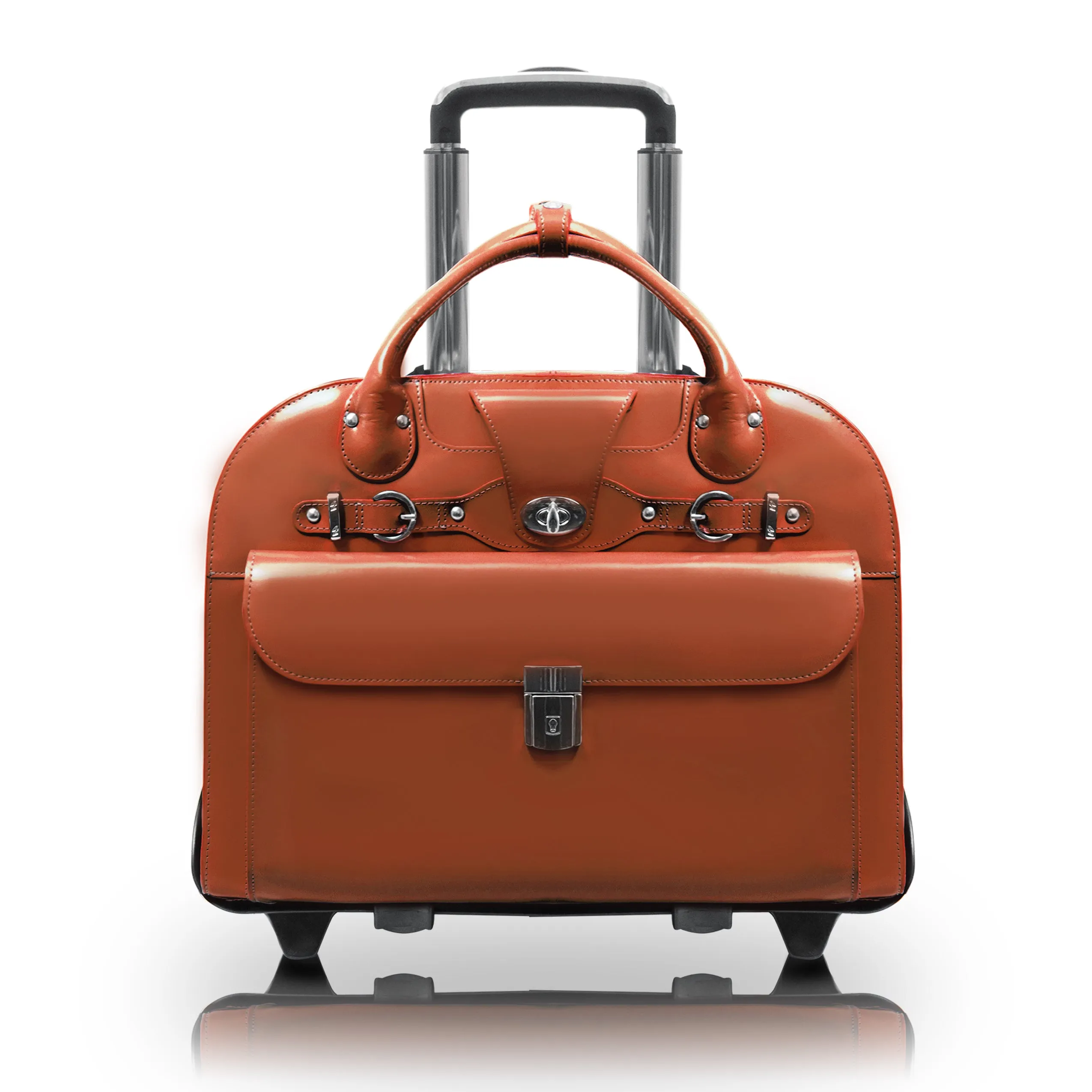 McKlein ROSEVILLE 15" Leather Fly-Through Checkpoint-Friendly Patented Detachable -Wheeled Laptop Briefcase