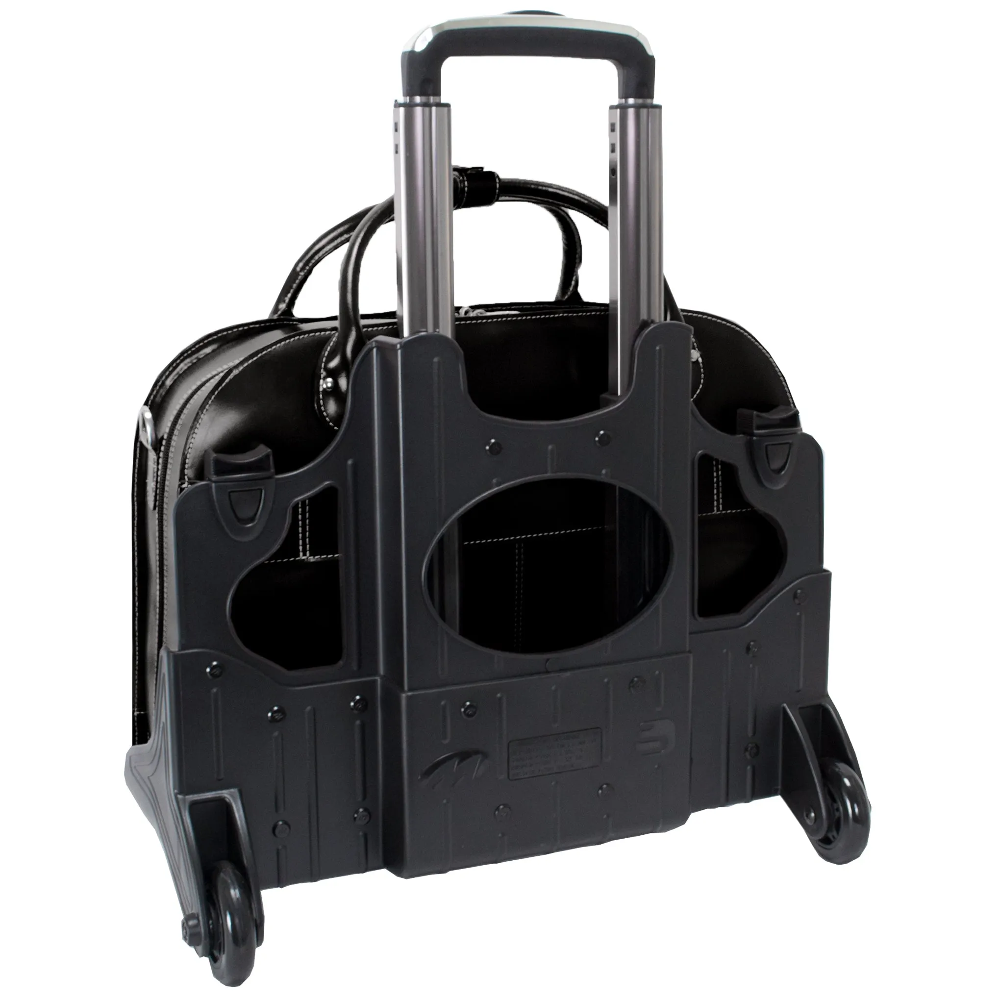 McKlein ROSEVILLE 15" Leather Fly-Through Checkpoint-Friendly Patented Detachable -Wheeled Laptop Briefcase