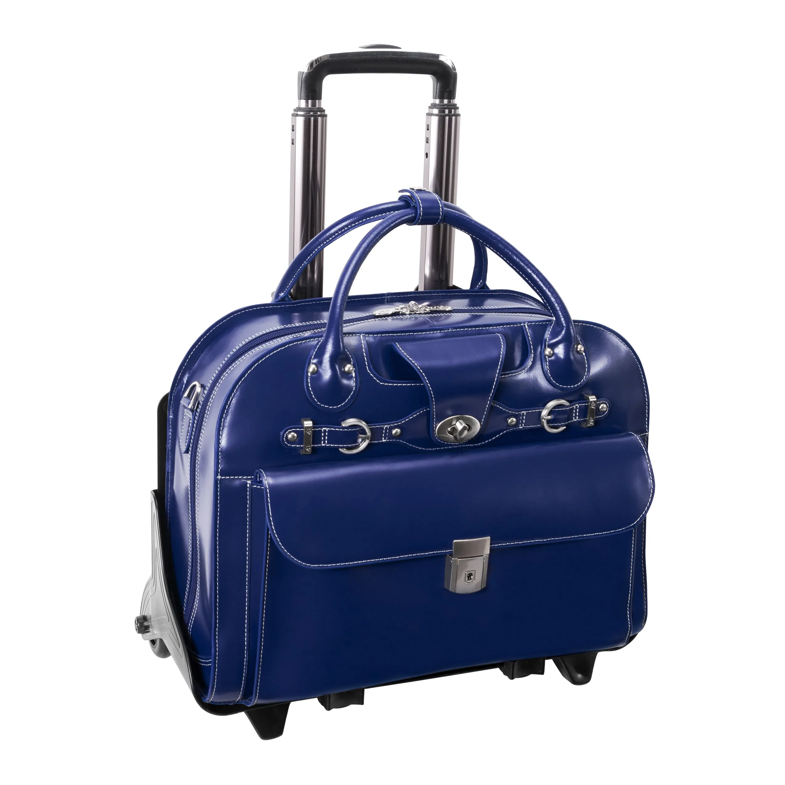 McKlein ROSEVILLE 15" Leather Fly-Through Checkpoint-Friendly Patented Detachable -Wheeled Laptop Briefcase