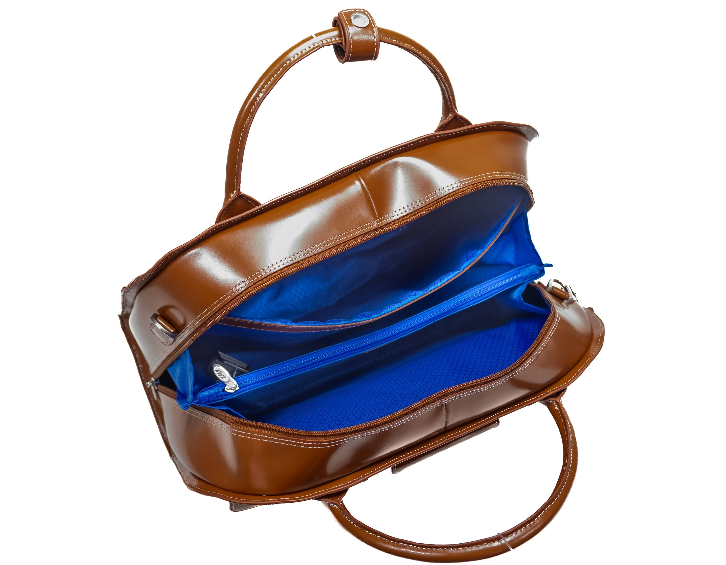 McKlein ROSEVILLE 15" Leather Fly-Through Checkpoint-Friendly Patented Detachable -Wheeled Laptop Briefcase