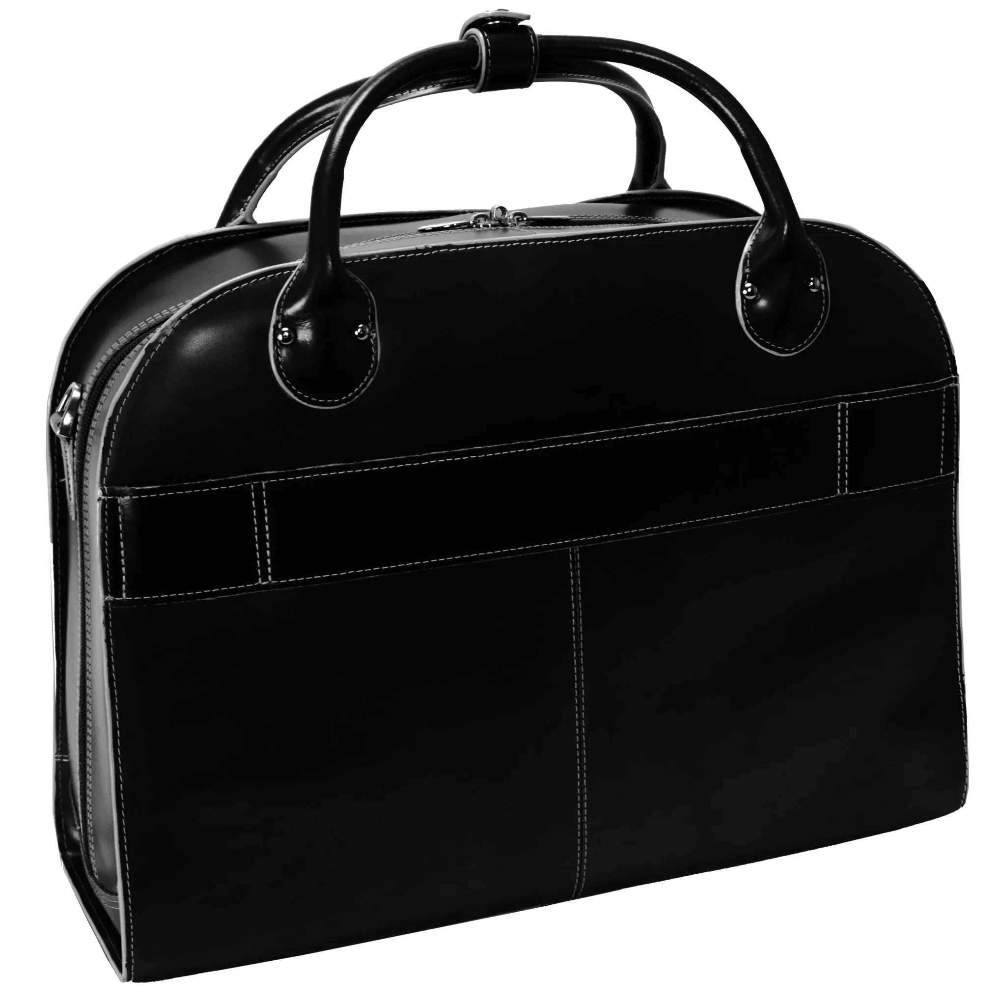 McKlein ROSEVILLE 15" Leather Fly-Through Checkpoint-Friendly Patented Detachable -Wheeled Laptop Briefcase
