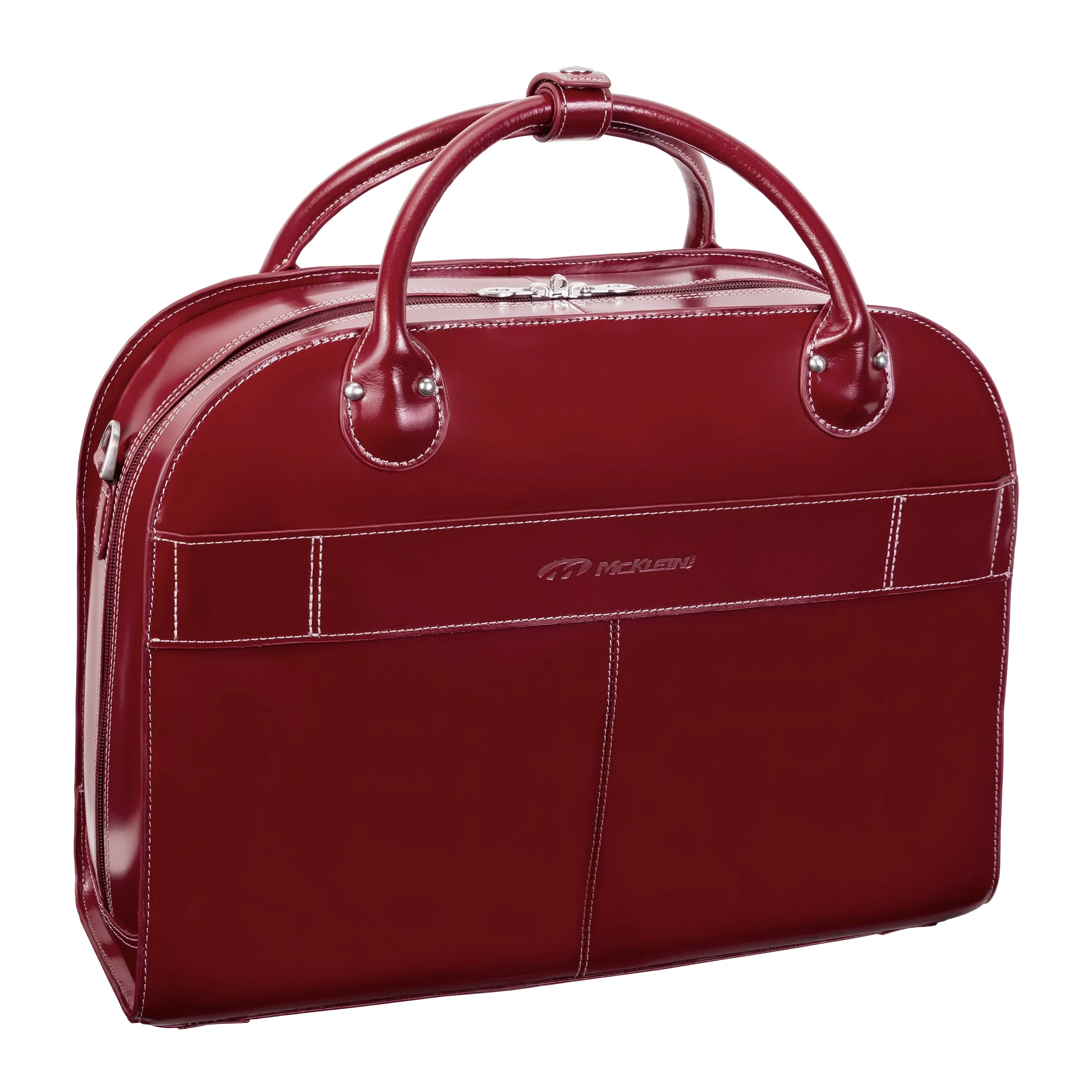 McKlein ROSEVILLE 15" Leather Fly-Through Checkpoint-Friendly Patented Detachable -Wheeled Laptop Briefcase