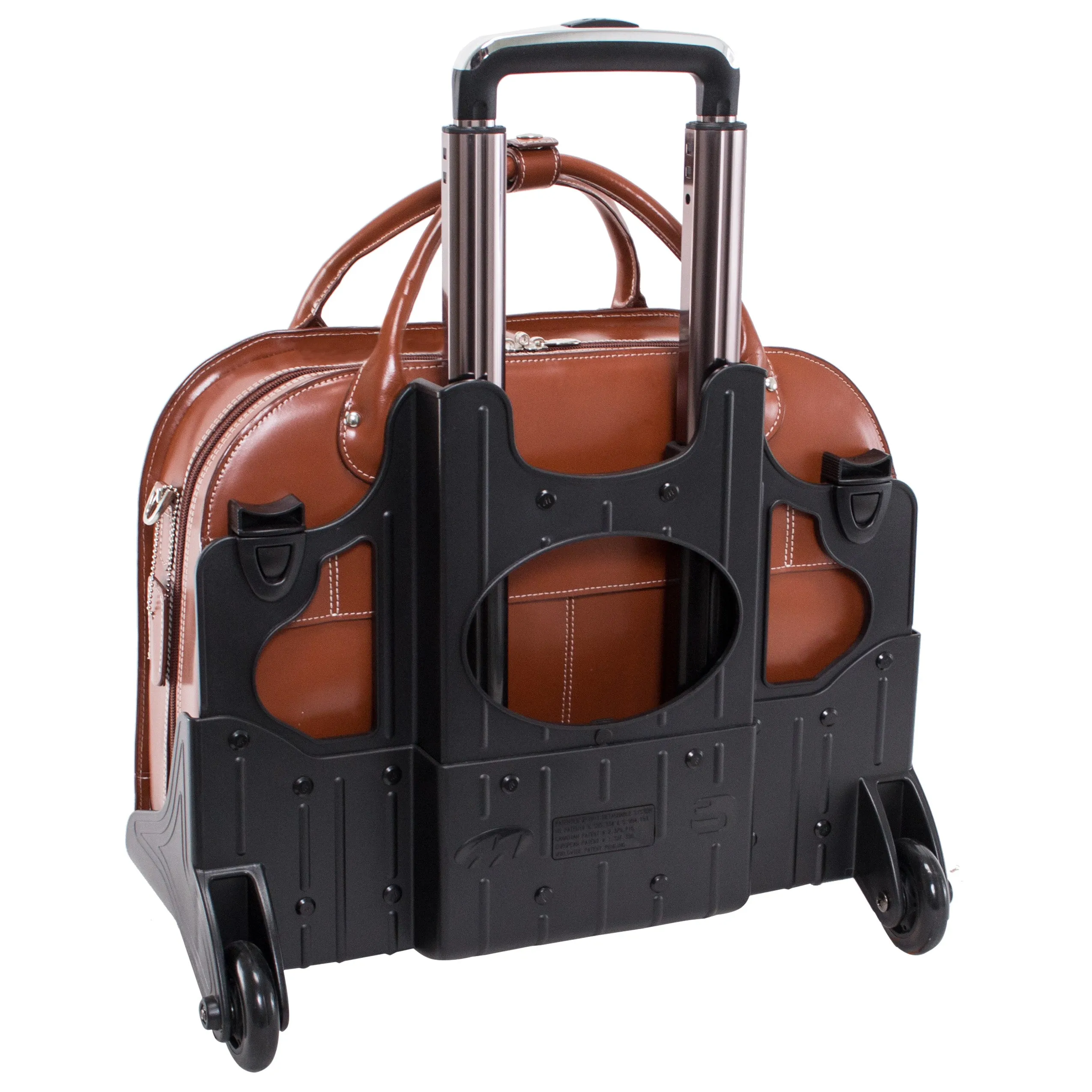 McKlein ROSEVILLE 15" Leather Fly-Through Checkpoint-Friendly Patented Detachable -Wheeled Laptop Briefcase
