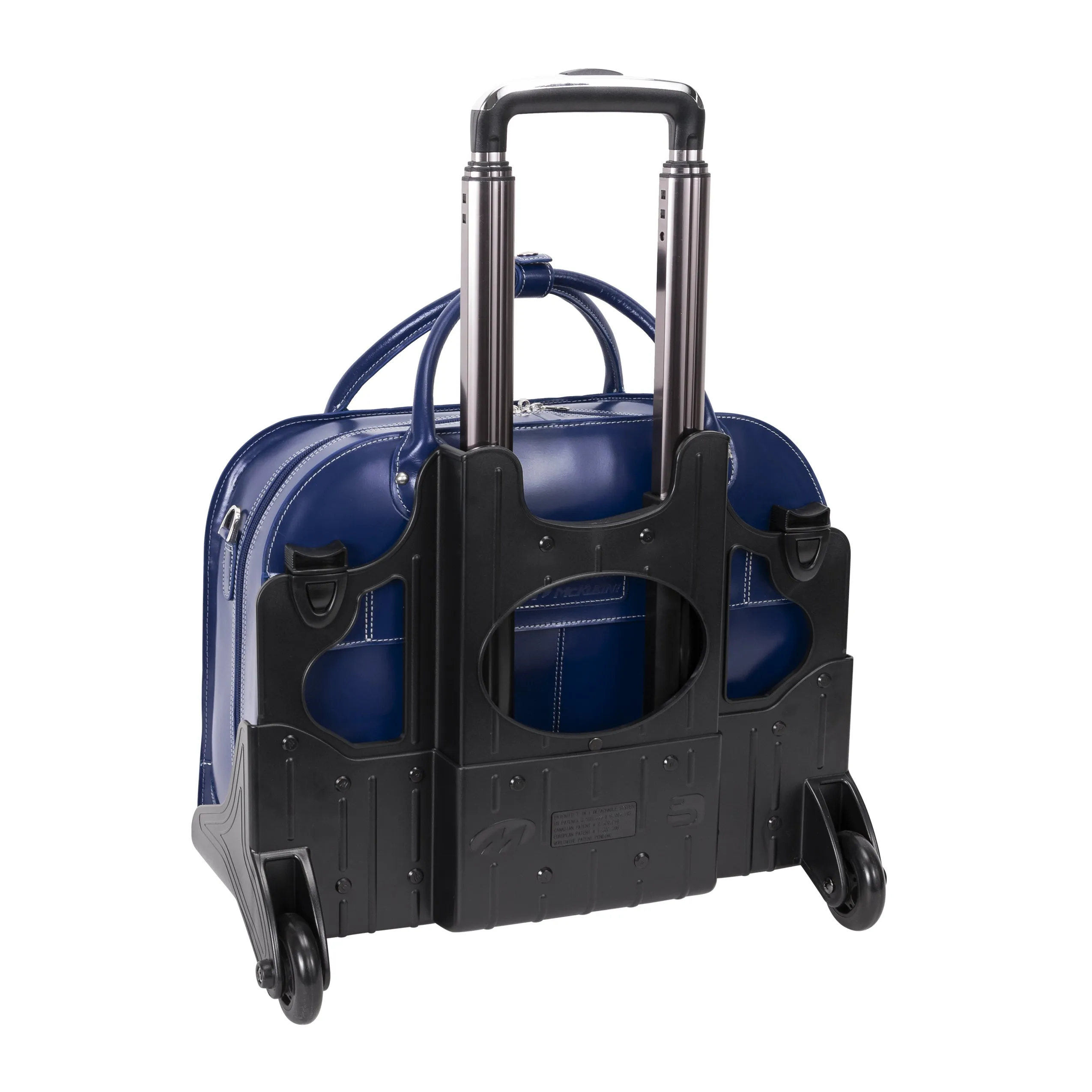 McKlein ROSEVILLE 15" Leather Fly-Through Checkpoint-Friendly Patented Detachable -Wheeled Laptop Briefcase