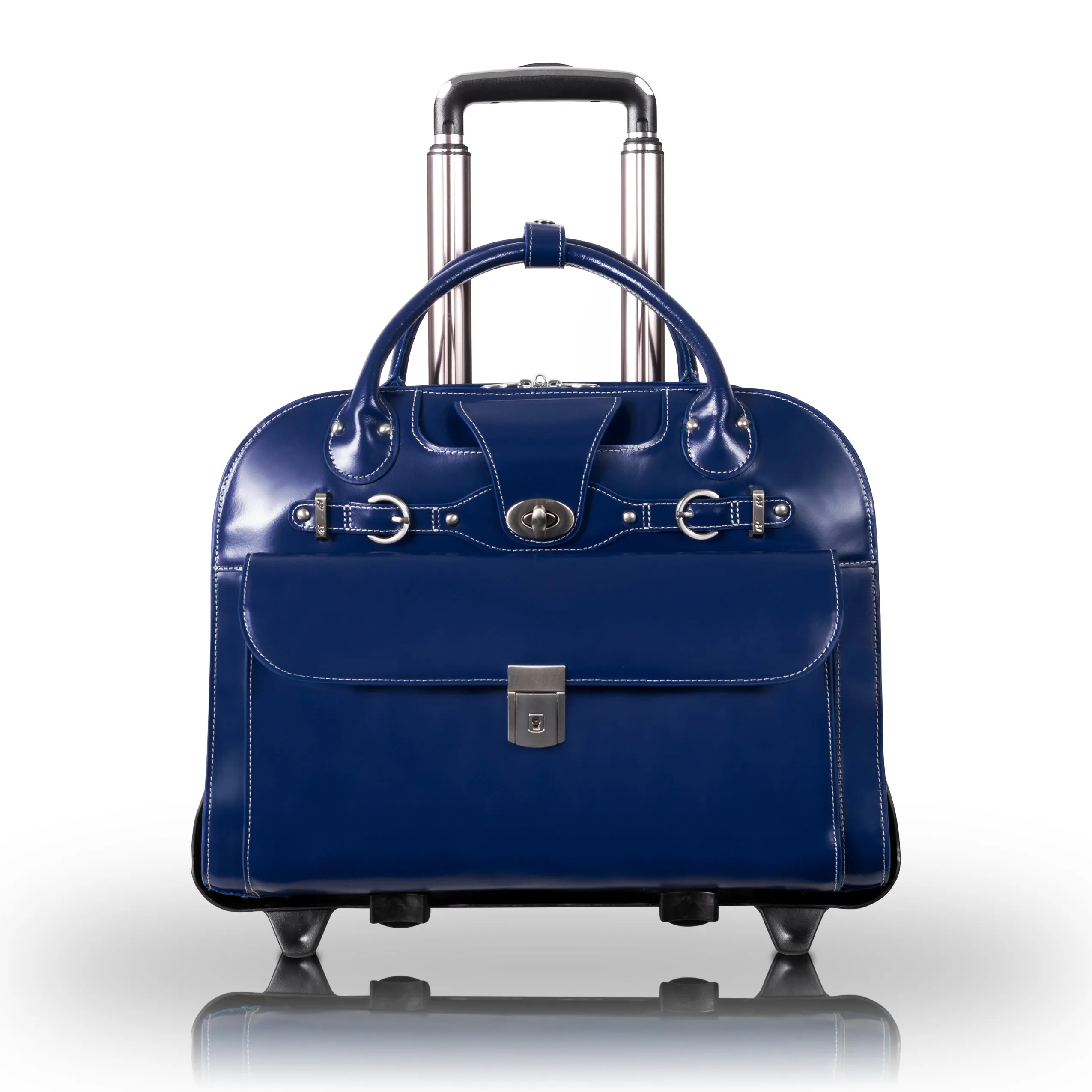 McKlein ROSEVILLE 15" Leather Fly-Through Checkpoint-Friendly Patented Detachable -Wheeled Laptop Briefcase