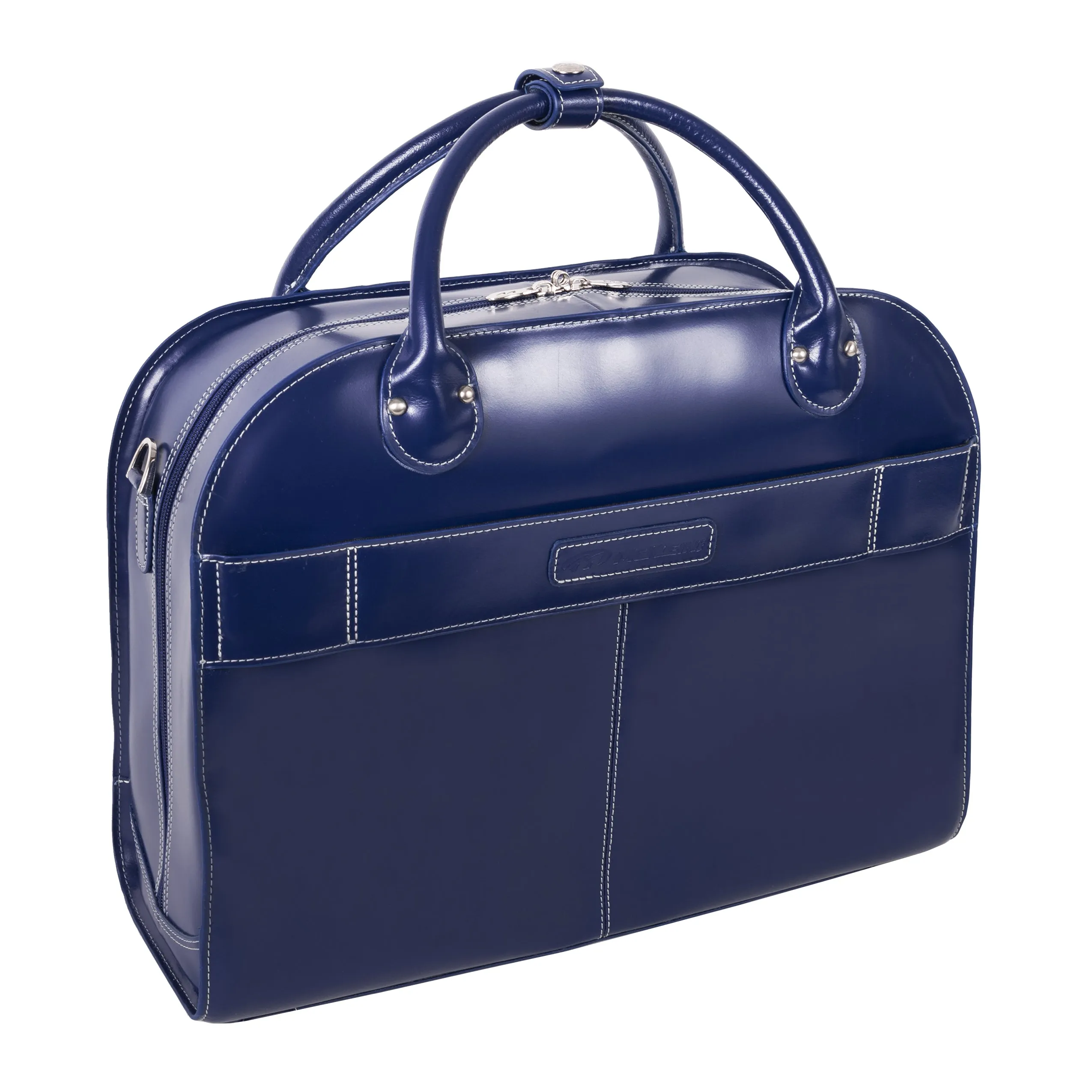 McKlein ROSEVILLE 15" Leather Fly-Through Checkpoint-Friendly Patented Detachable -Wheeled Laptop Briefcase