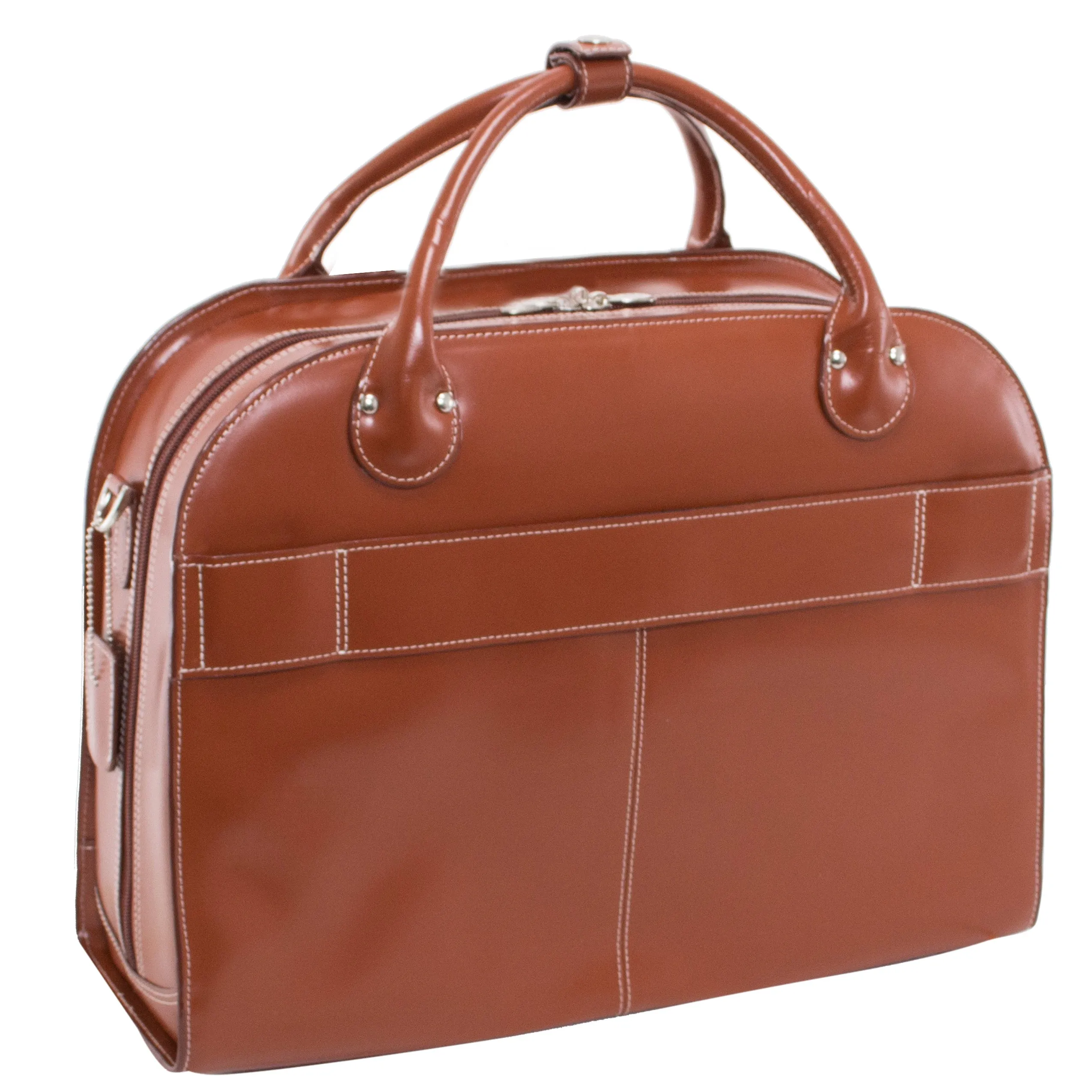 McKlein ROSEVILLE 15" Leather Fly-Through Checkpoint-Friendly Patented Detachable -Wheeled Laptop Briefcase