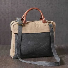 Mona B - Brown 100% Cotton Canvas Messenger Crossbody Laptop Bag for Upto 14" Laptop/Mac Book/Tablet with Stylish Design for Men and Women