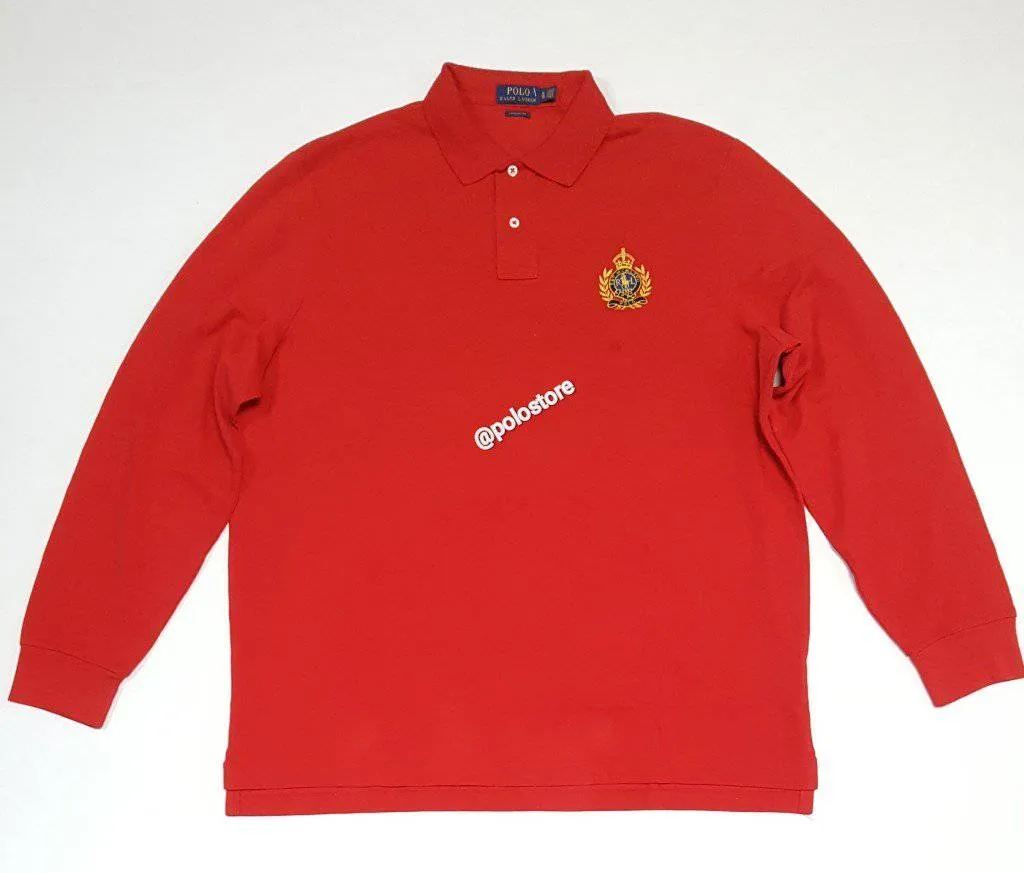 Nwt Polo Ralph Lauren Classic Fit Red Polo Crest Long Sleeve Polo