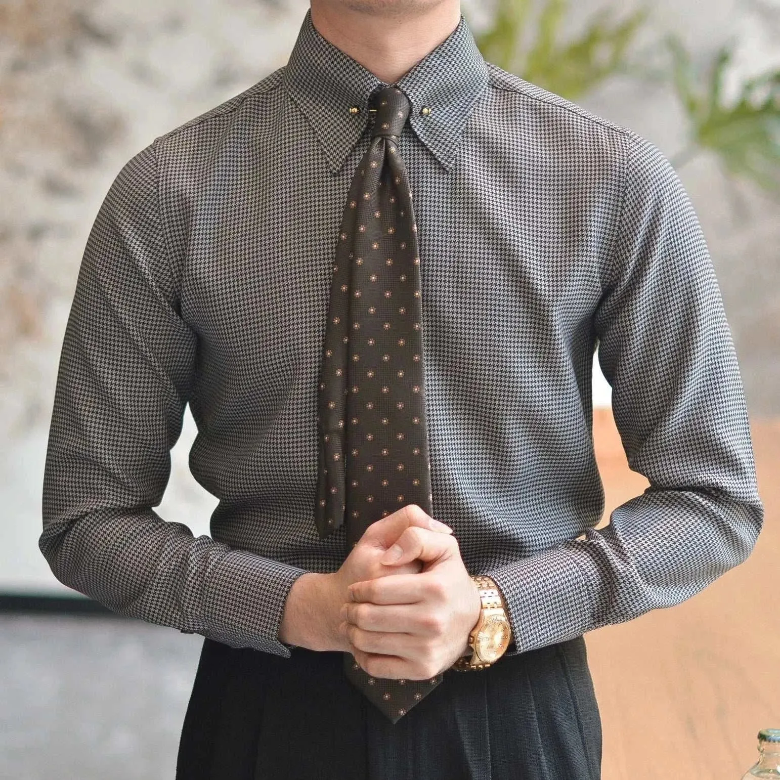 Office tuxedo long-sleeve shirt