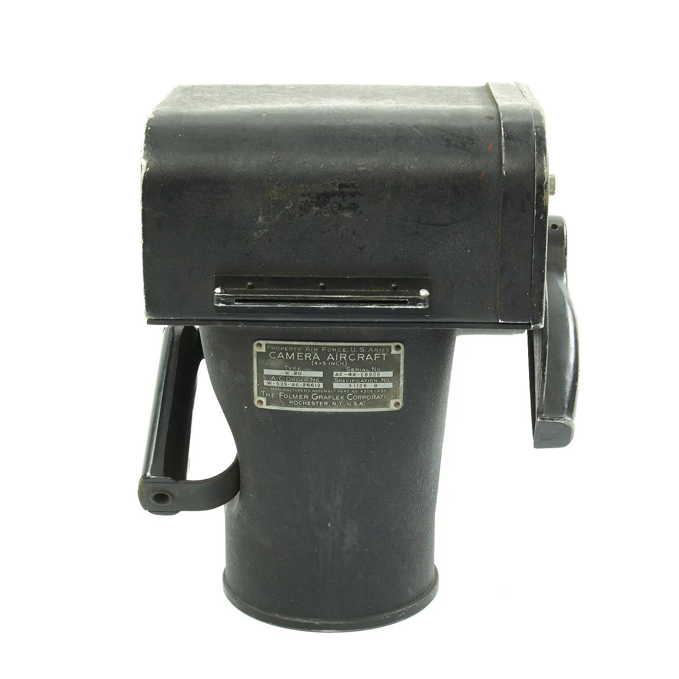 Original U.S. WWII Army Air Force Graflex K-20 Aircraft Camera with Case  - dated 1942
